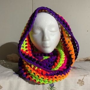 Handmade Rainbow Bright Cowl Infinity Scarf